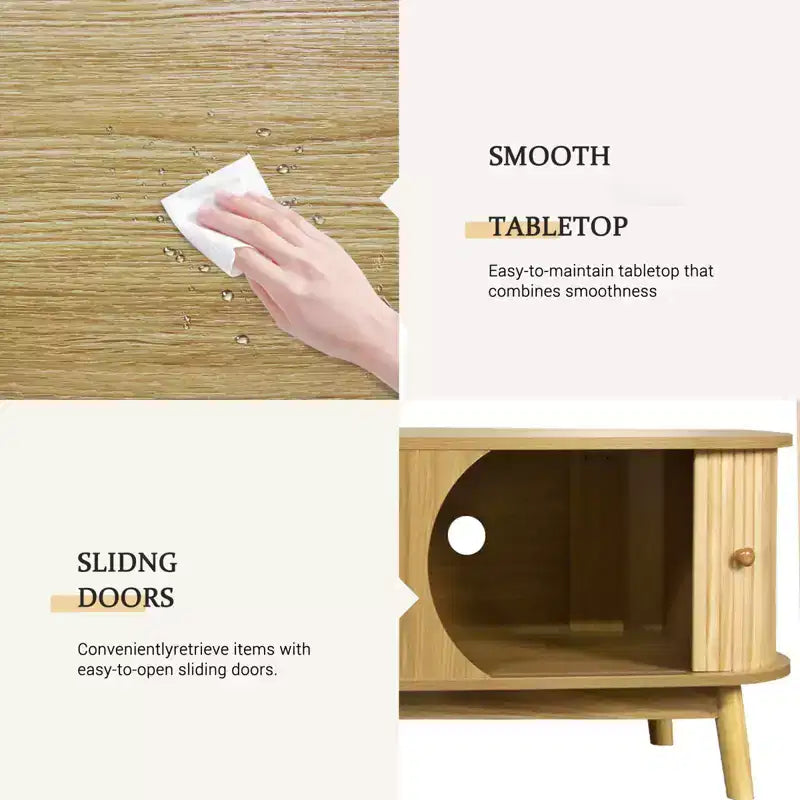 Mobile TV in rattan per TV fino a 75'', mobiletto porta TV con armadietto e cassetti, mobile TV consolle con gambe in legno massello per soggiorno e camera da letto