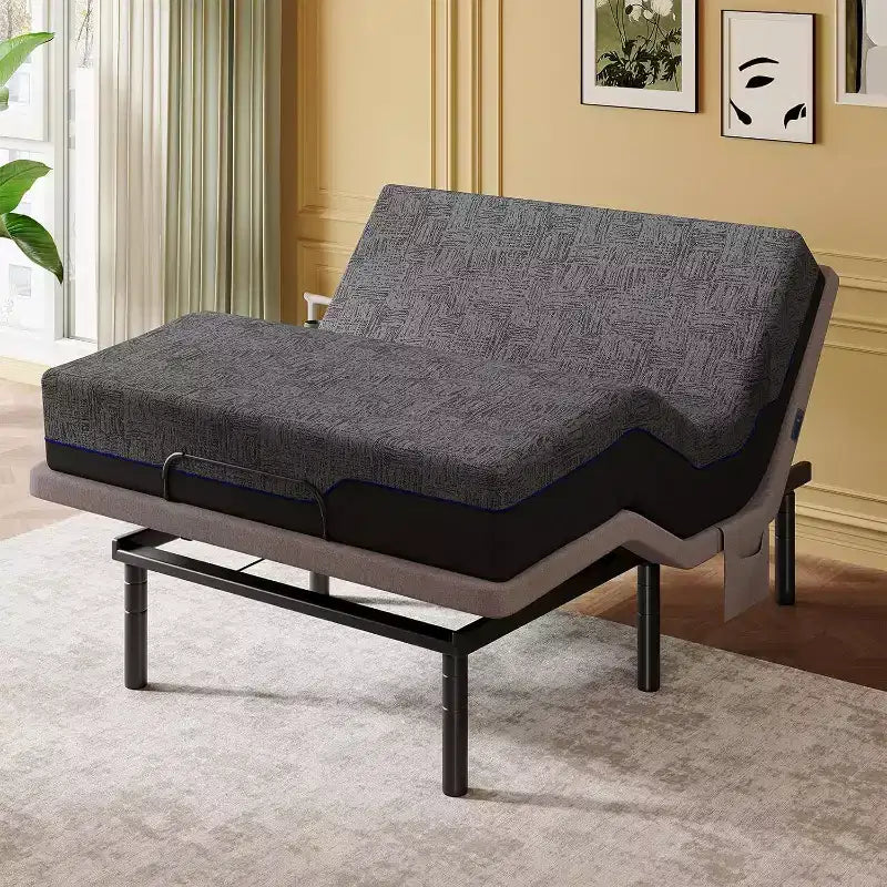 Base letto regolabile Queen Size, Zero Clearance e modalità Zero Gravity, letto elettrico con inclinazione testa/piedi, 4 porte USB e telecomando wireless
