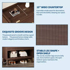 Fluted Shoe Cabinet for Entryway , Modern Narrow Shoe Organizer Storage , Bottom Open Shelf, 2 Flip Drawers, Adjustable Shelves