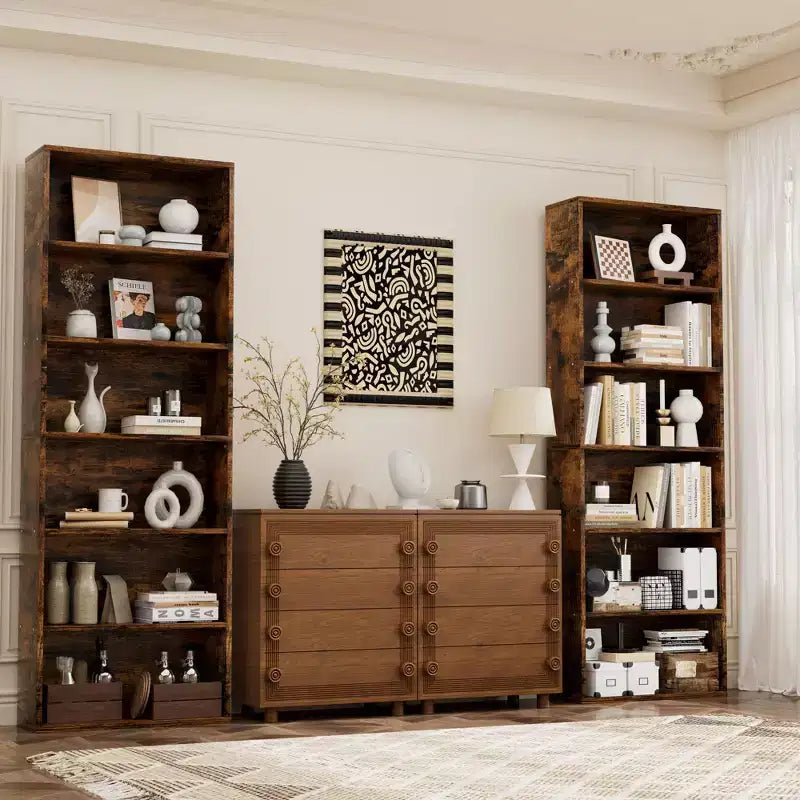 Libreria a 6 ripiani aperta e scaffali, Mensole espositive verticali da 180 cm per ufficio e soggiorno
