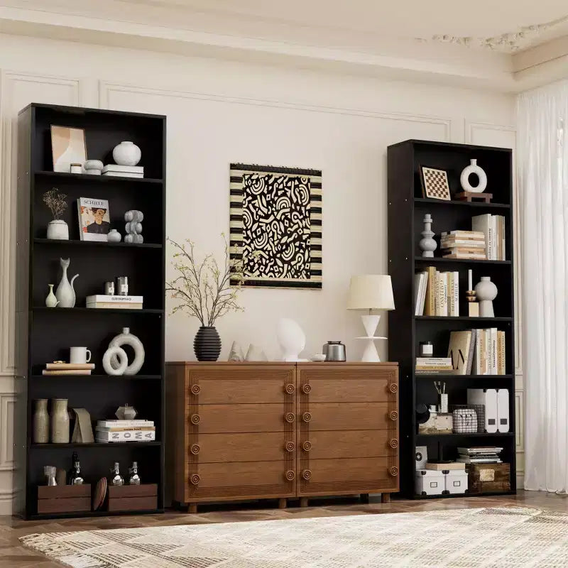 Libreria a 6 ripiani aperta e scaffali, Mensole espositive verticali da 180 cm per ufficio e soggiorno