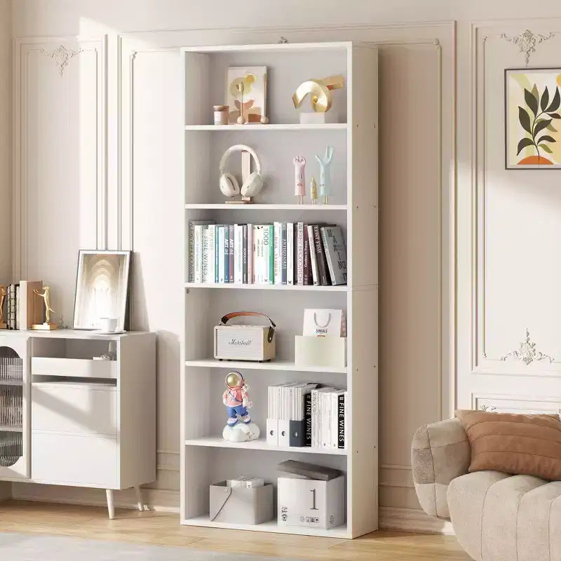 Libreria a 6 ripiani aperta e scaffali, Mensole espositive verticali da 180 cm per ufficio e soggiorno