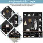 Coat Rack, Practical Walnut Storage Stool, 4-in-1 Entryway Shoe Cabinet with 13 Storage Compartments, Suitable for Foyer