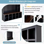 Coat Rack, Practical Walnut Storage Stool, 4-in-1 Entryway Shoe Cabinet with 13 Storage Compartments, Suitable for Foyer