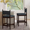 Bestier Upholstered Bar Stools with Fabric Backrest, Wooden Frame and Sturdy Legs,set of 2