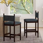 Bestier Upholstered Bar Stools with Fabric Backrest, Wooden Frame and Sturdy Legs,set of 2