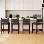 Upholstered Bar Stools with Fabric Backrest, Wooden Frame and Sturdy Legs, set of 2