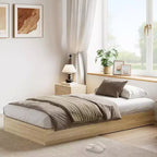 Twin Size Solid Wood Platform Bed Frame, Sturdy Wooden Slats, Modern Minimalist, Floor-Standing, Space-Saving, No Box Spring Needed