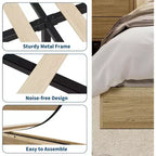 Twin Size Solid Wood Platform Bed Frame, Sturdy Wooden Slats, Modern Minimalist, Floor-Standing, Space-Saving, No Box Spring Needed