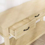 Tavolo da ingresso stile rustico, consolle a 3 ripiani con 3 cassetti, tavolino da divano in legno da 54" per ingresso, soggiorno, corridoio