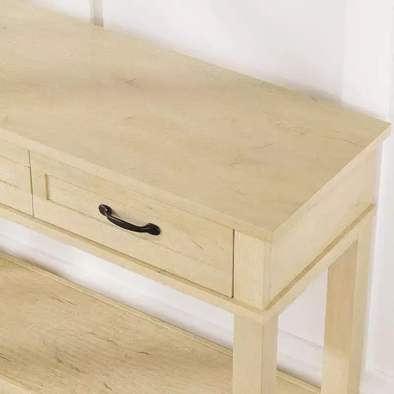 Tavolo da ingresso stile rustico, consolle a 3 ripiani con 3 cassetti, tavolino da divano in legno da 54" per ingresso, soggiorno, corridoio