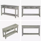 Tavolo da ingresso stile rustico, consolle a 3 ripiani con 3 cassetti, tavolino da divano in legno da 54" per ingresso, soggiorno, corridoio