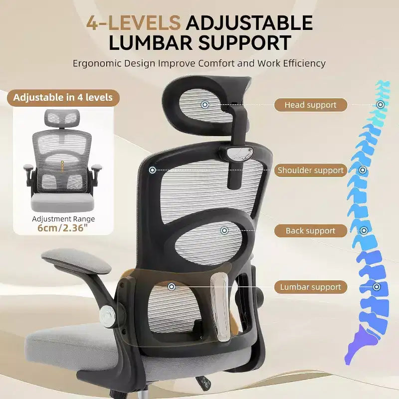Sedia da ufficio ergonomica con schienale alto e schienale in rete, sedia da computer con poggiatesta regolabile, sedia da scrivania girevole con rotelle per ufficio domestico e sala giochi