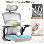 Sedia da ufficio ergonomica con schienale alto e schienale in rete, sedia da computer con poggiatesta regolabile, sedia da scrivania girevole con rotelle per ufficio domestico e sala giochi