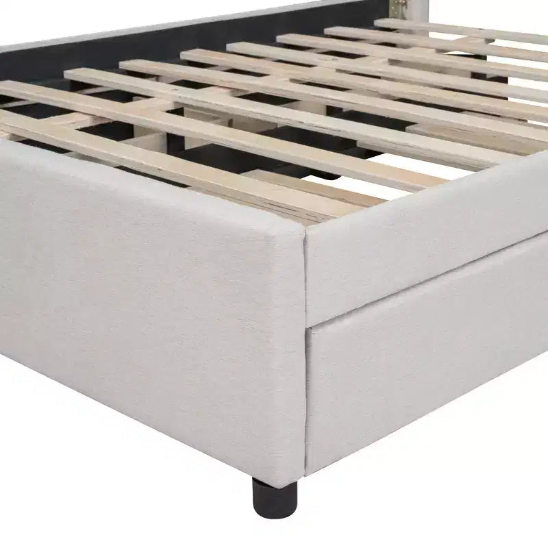 Letto a piattaforma moderno imbottito Luxystar con 2 cassetti e 1 letto estraibile