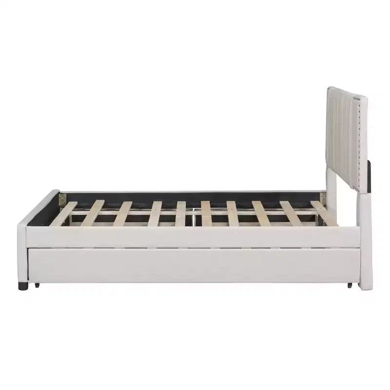 Letto a piattaforma moderno imbottito Luxystar con 2 cassetti e 1 letto estraibile