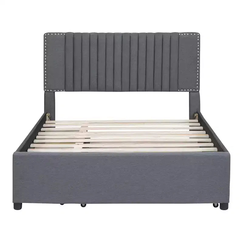 Letto a piattaforma moderno imbottito Luxystar con 2 cassetti e 1 letto estraibile