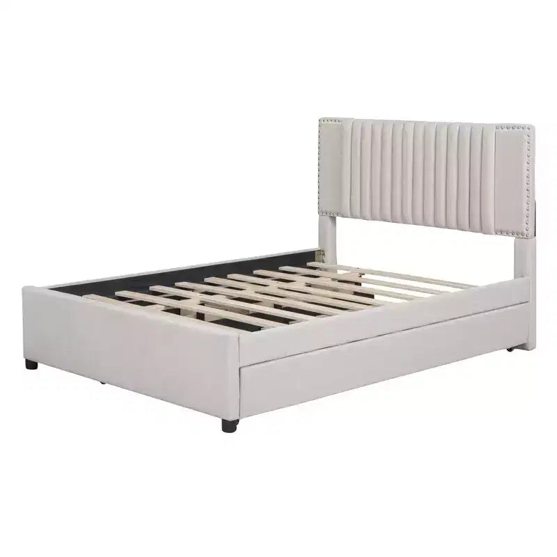 Letto a piattaforma moderno imbottito Luxystar con 2 cassetti e 1 letto estraibile