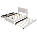 Letto a piattaforma moderno imbottito Luxystar con 2 cassetti e 1 letto estraibile