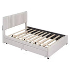 Letto a piattaforma moderno imbottito Luxystar con 2 cassetti e 1 letto estraibile
