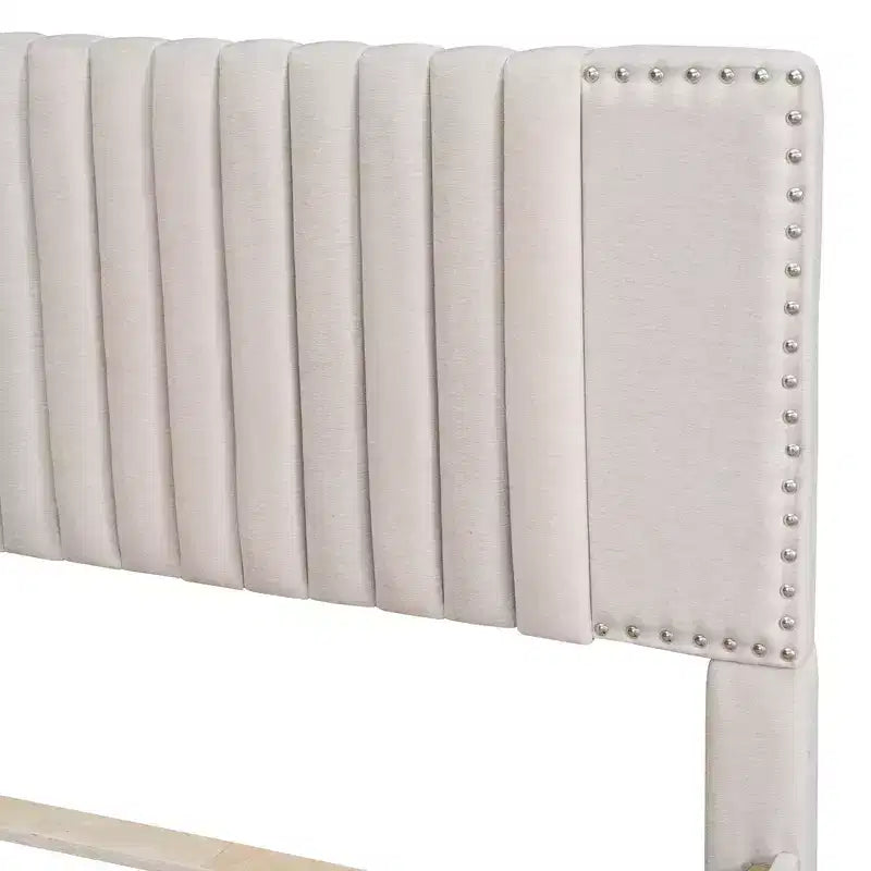 Letto a piattaforma moderno imbottito Luxystar con 2 cassetti e 1 letto estraibile