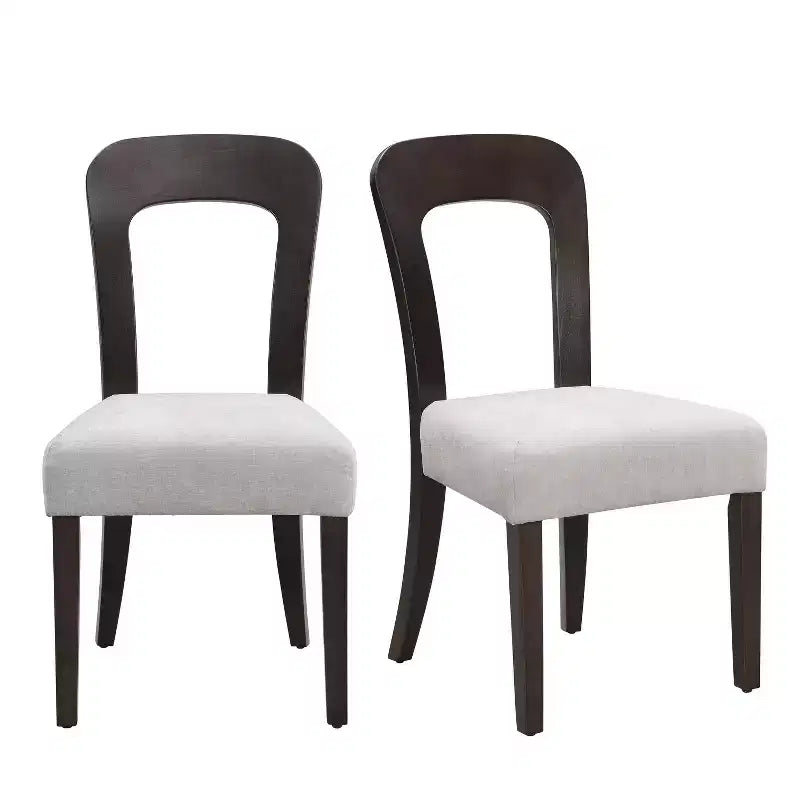 Set di 2 sedie da pranzo in legno, sedie laterali moderne senza braccioli con schienale scavato, sedile imbottito e capacità di 150 kg per soggiorno e cucina