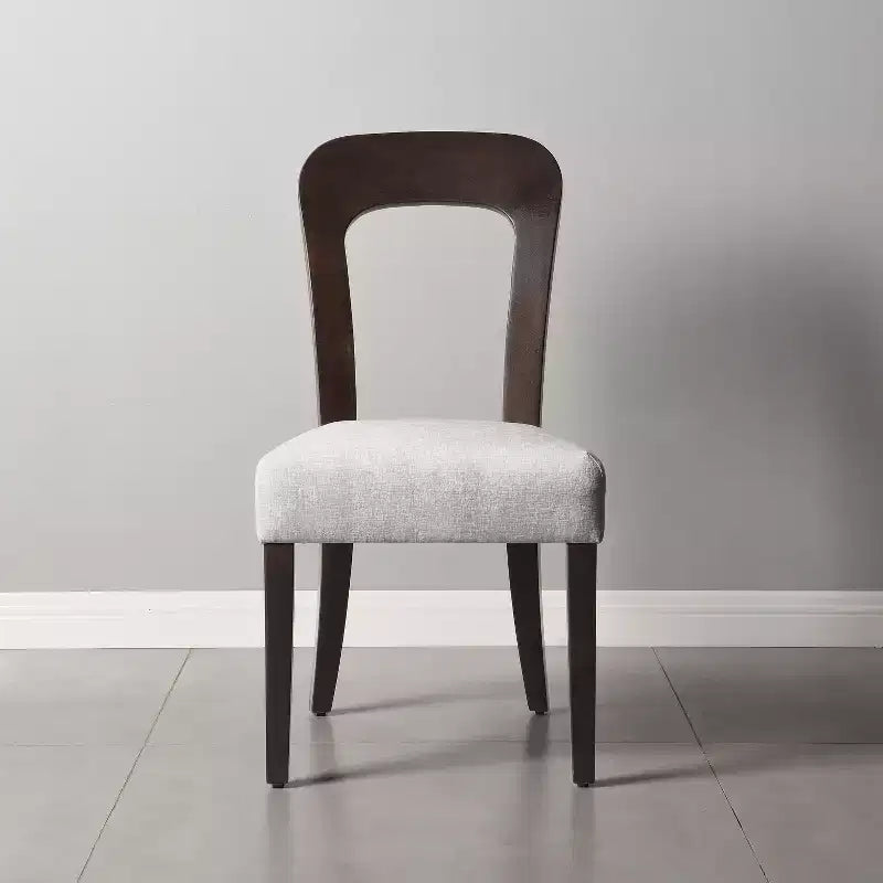 Set di 2 sedie da pranzo in legno, sedie laterali moderne senza braccioli con schienale scavato, sedile imbottito e capacità di 150 kg per soggiorno e cucina