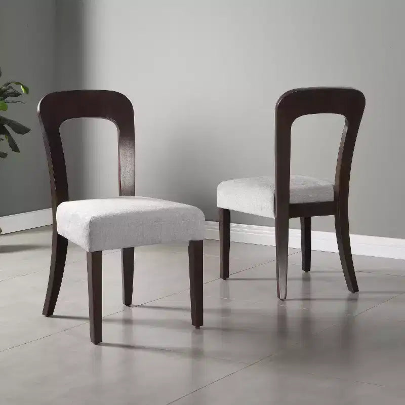 Set of 2 Wooden Dining Chairs, Modern Armless Side Chairs with Hollow Backrest, Padded Seat and 330 LBS Capacity for Living Room Kitchen