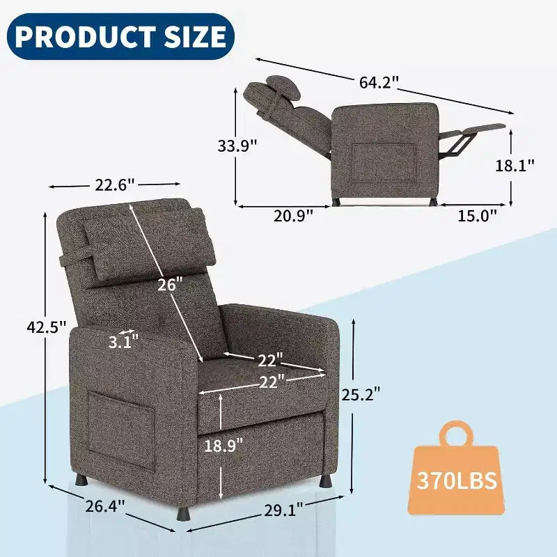 Poltrona Reclinabile Elettrica per Adulti, Divano Singolo Ergonomico Regolabile, Dondolo Imbottito con Tasche Laterali e Porta di Ricarica USB