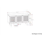 LUNGA 145 cm – CREDENZA CONTEMPORANEA MODERNA IN LEGNO MASSELLO DI MANGO NATURALE