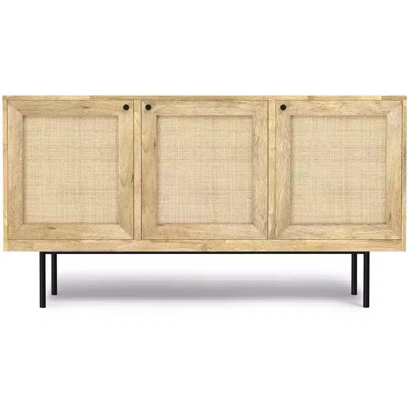LUNGA 145 cm – CREDENZA CONTEMPORANEA MODERNA IN LEGNO MASSELLO DI MANGO NATURALE