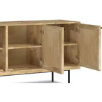 LUNGA 145 cm – CREDENZA CONTEMPORANEA MODERNA IN LEGNO MASSELLO DI MANGO NATURALE