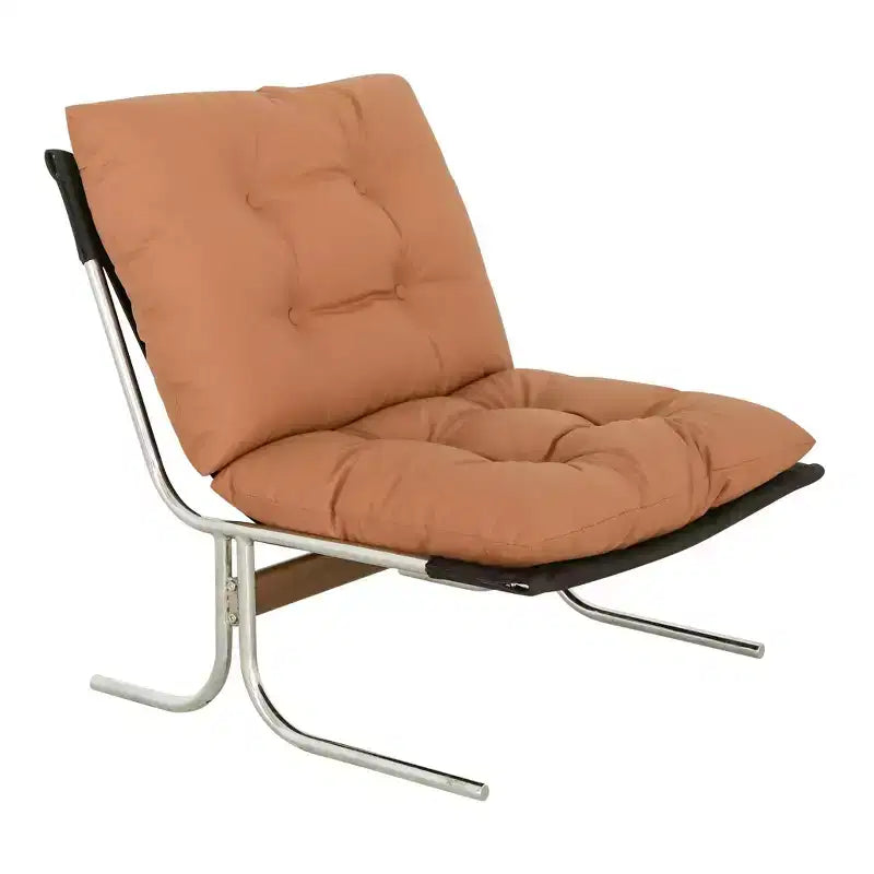 Poltrona in pelle, sedia a poltroncina moderna con schienale alto e seduta morbida imbottita, gambe in metallo a X, sedia divano per ufficio, camera da letto, soggiorno