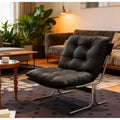 TUYOHW Leather Armchair,Modern High Back Wing Accent Chair with Soft Padded Seat,X-Shaped Metal Legs,Sofa Chair for Office,Bedroom,Living Room
