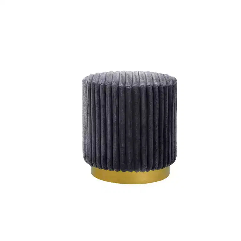 TUYOHW Sgabello rotondo con accento, 16 pollici, poggiapiedi trapuntato in tessuto effetto pelliccia con base in acciaio inossidabile dorato, pouf trapuntato per soggiorno, camera da letto, grigio