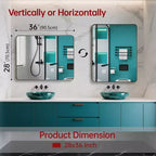 Specchio da bagno con cornice nera per parete, specchio rettangolare 28x36 orizzontale o verticale