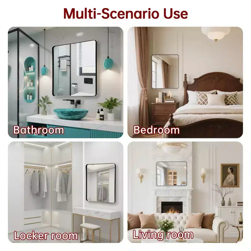 Specchio da bagno con cornice nera per parete, specchio rettangolare 28x36 orizzontale o verticale
