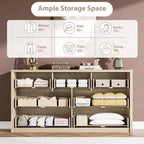 Cassettiera da Comò Rustica in Legno a 7 Cassetti per Camera da Letto, Credenza Cassettiera con Cassetti, Mobile Contenitore Senza Maniglie per Camera da Letto, Soggiorno con Dispositivo Antiribaltamento di Sicurezza
