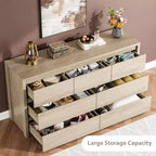 Cassettiera da Comò Rustica in Legno a 7 Cassetti per Camera da Letto, Credenza Cassettiera con Cassetti, Mobile Contenitore Senza Maniglie per Camera da Letto, Soggiorno con Dispositivo Antiribaltamento di Sicurezza