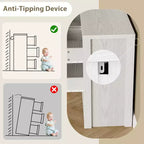 Cassettiera da Comò Rustica in Legno a 7 Cassetti per Camera da Letto, Credenza Cassettiera con Cassetti, Mobile Contenitore Senza Maniglie per Camera da Letto, Soggiorno con Dispositivo Antiribaltamento di Sicurezza
