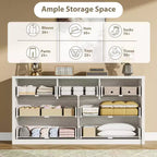 Cassettiera da Comò Rustica in Legno a 7 Cassetti per Camera da Letto, Credenza Cassettiera con Cassetti, Mobile Contenitore Senza Maniglie per Camera da Letto, Soggiorno con Dispositivo Antiribaltamento di Sicurezza