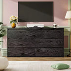Cassettiera da Comò Rustica in Legno a 7 Cassetti per Camera da Letto, Credenza Cassettiera con Cassetti, Mobile Contenitore Senza Maniglie per Camera da Letto, Soggiorno con Dispositivo Antiribaltamento di Sicurezza