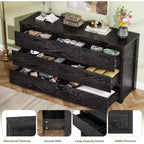Cassettiera da Comò Rustica in Legno a 7 Cassetti per Camera da Letto, Credenza Cassettiera con Cassetti, Mobile Contenitore Senza Maniglie per Camera da Letto, Soggiorno con Dispositivo Antiribaltamento di Sicurezza