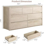 Cassettiera da Comò Rustica in Legno a 7 Cassetti per Camera da Letto, Credenza Cassettiera con Cassetti, Mobile Contenitore Senza Maniglie per Camera da Letto, Soggiorno con Dispositivo Antiribaltamento di Sicurezza