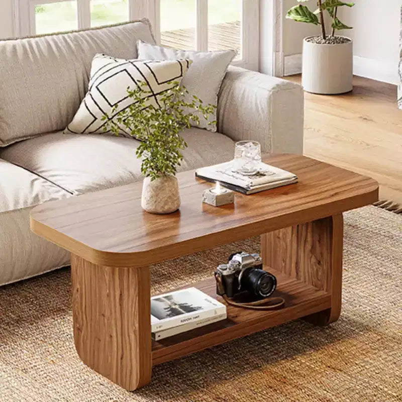 Tavolino da Caffè a 2 Livelli Lantine 47.2 con Contenitore, Tavolino Quadrato Moderno Stile Fattoria per Soggiorno, Camera da Letto, Cameretta, 47.24 L x 23.62 P, Marrone
