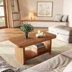 Tavolino da Caffè a 2 Livelli Lantine 47.2 con Contenitore, Tavolino Quadrato Moderno Stile Fattoria per Soggiorno, Camera da Letto, Cameretta, 47.24 L x 23.62 P, Marrone