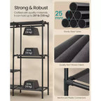 Appendiabiti, Organizzatore per Armadio Robusto con Barre Appendiabiti e Ripiani, Carico Totale 135 kg, Facile Montaggio, Nero Inchiostro