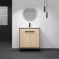 Fully Pre-Assembled Black 24 Inch Bathroom Vanity with Single Ceramic Countertop Sink Combo, 2 Soft Close Doors Bathroom Cabinet Set
