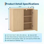 Madia Credenza con scanalature, Armadietto in legno largo 88 cm con ripiani regolabili per cucina, sala da pranzo, soggiorno