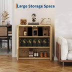 Madia Credenza con scanalature, Armadietto in legno largo 88 cm con ripiani regolabili per cucina, sala da pranzo, soggiorno